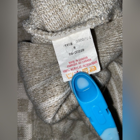 Mens VINTAGE Sears oatmeal and cream buttoned knitted cardigan size Medium - Picture 6 of 12